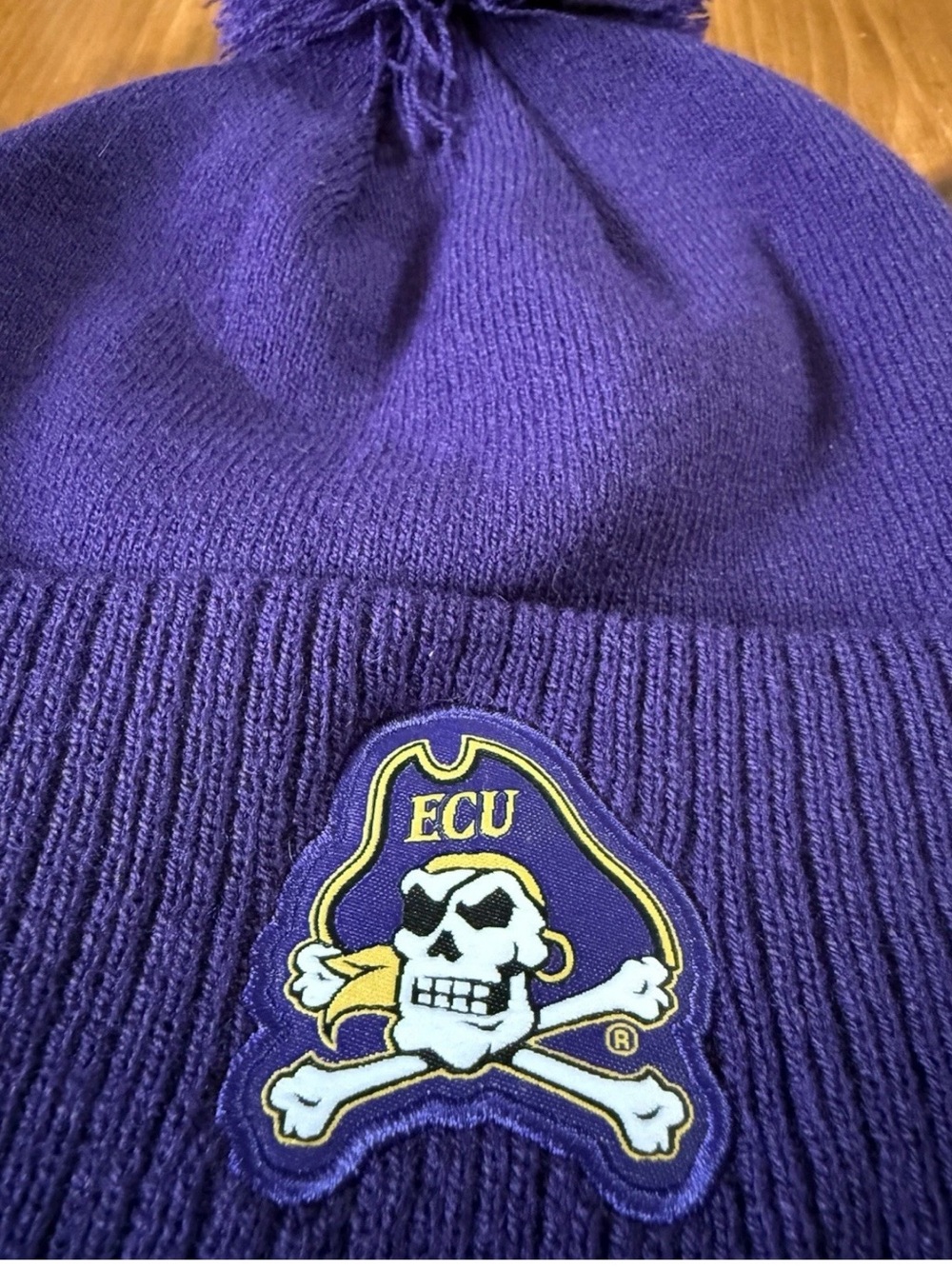 Purple Pom Beanie - Knit Winter Hat East Carolina Pirates